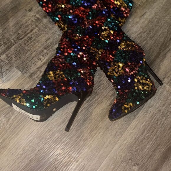 Azalea Wang Jimena-Multi Sequin Embellished Stiletto Boot Women's - Picture 10 of 10